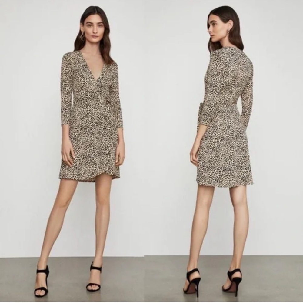 BCBGMaxAzria Animal Print Long Sleeve wrap Dress S